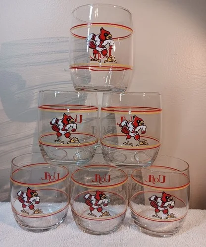 Set Of 6 Beautiful University of Louisville Cardinals Drinking Glasses/Tumblers 2