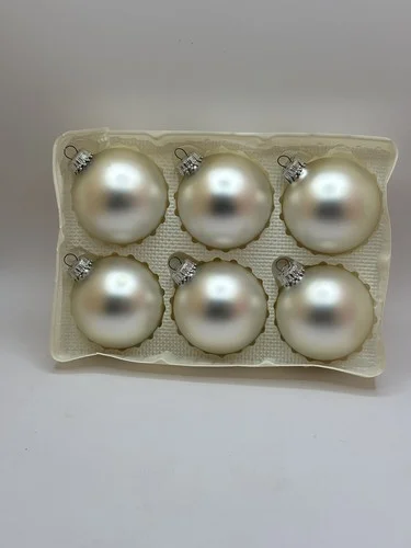 Set of 6 Vintage Christmas By Krebs Glass Ornaments Pearl White 2
