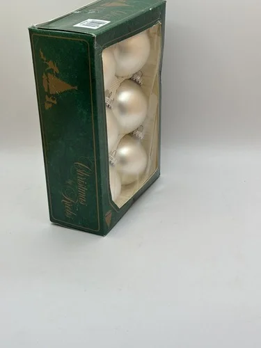 Set of 6 Vintage Christmas By Krebs Glass Ornaments Pearl White 4