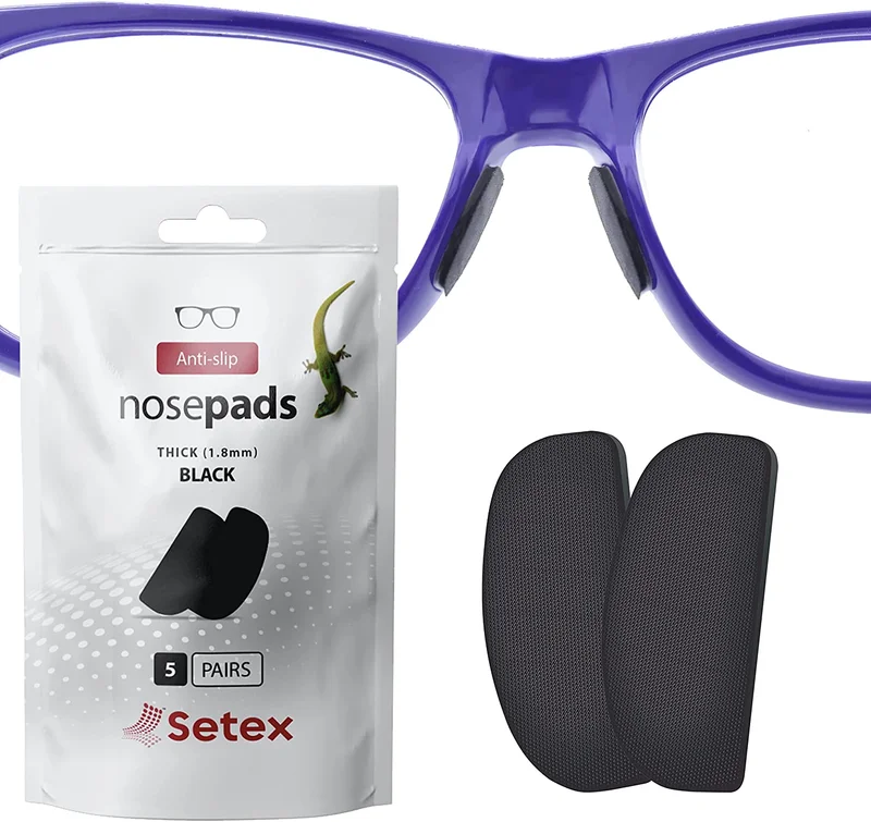 Setex Gecko Grip 1.8Mm Thick anti Slip Eyeglass Nose Pads, (5 Black Pair) USA Ma 1