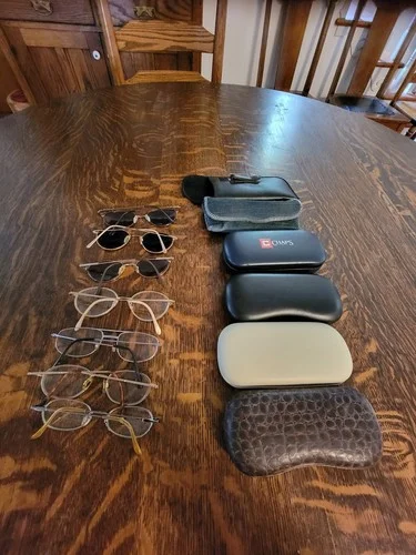 SEVEN Used Prescription Eye Glasses Frames & SIX Cases 1