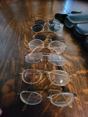 SEVEN Used Prescription Eye Glasses Frames & SIX Cases 2