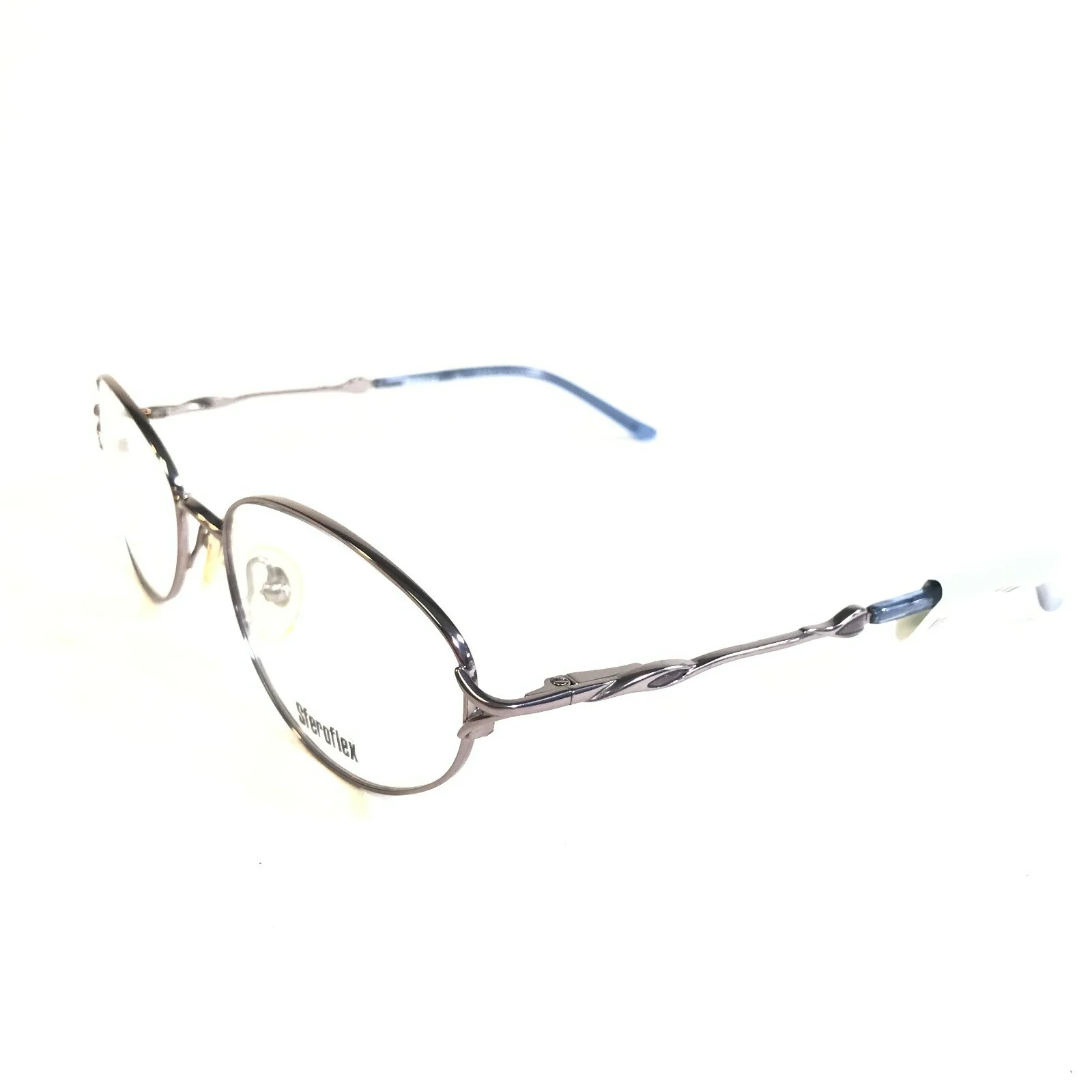 Sferoflex 4408 4070 Eyeglasses Frames Blue Silver Round Oval Full Rim 53-17-135 4