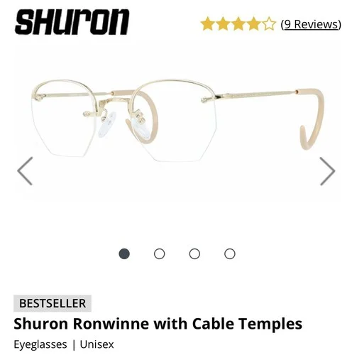 Shuron Ronwinne Glasses Frames Old Fashioned Style Gold Tone With Cable Temples 4