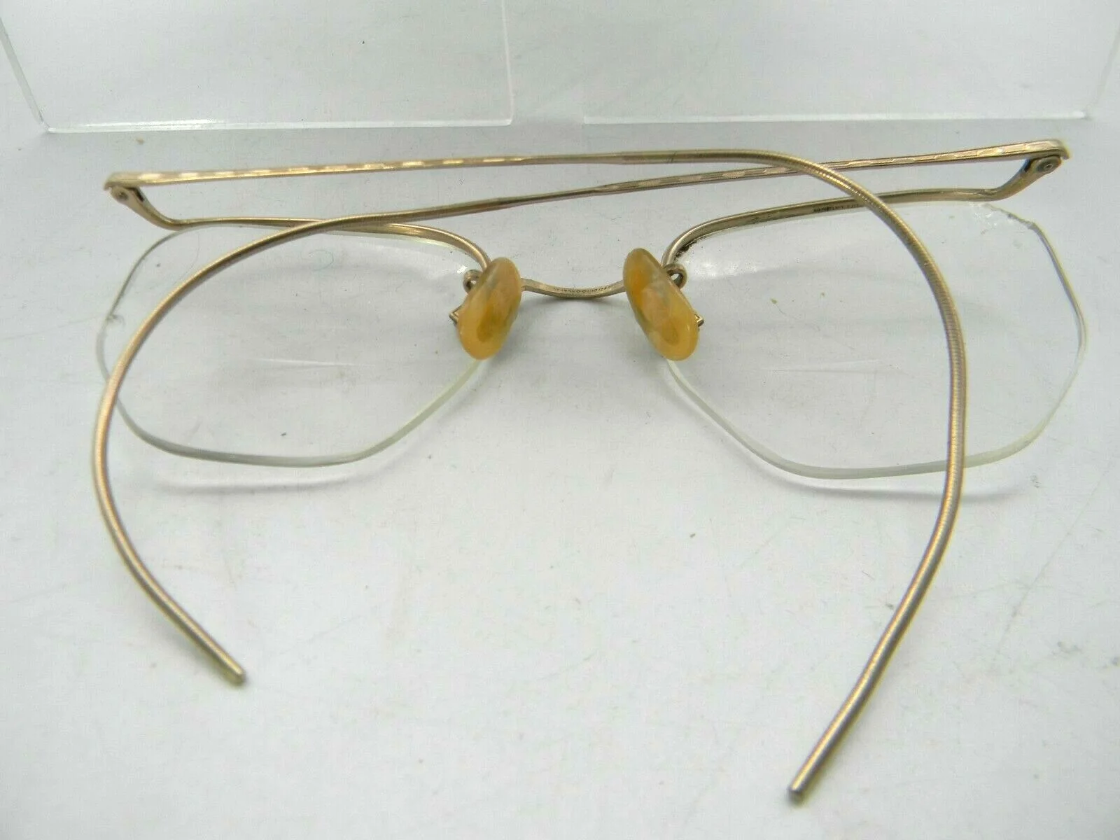 Shuron Wire Eyeglasses Frames and leather case 1/10 12K GF 115 45 15 1920s 4