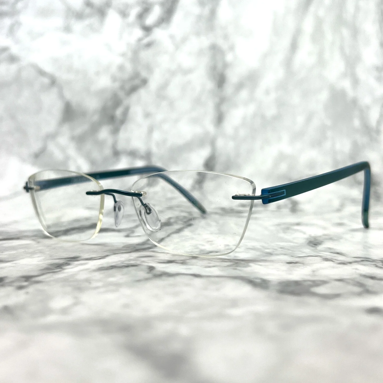 SILHOUETTE 4406 40 6056 5379 Teal Shimmer Womens Cat Eye Eyeglasses 53-17-135
