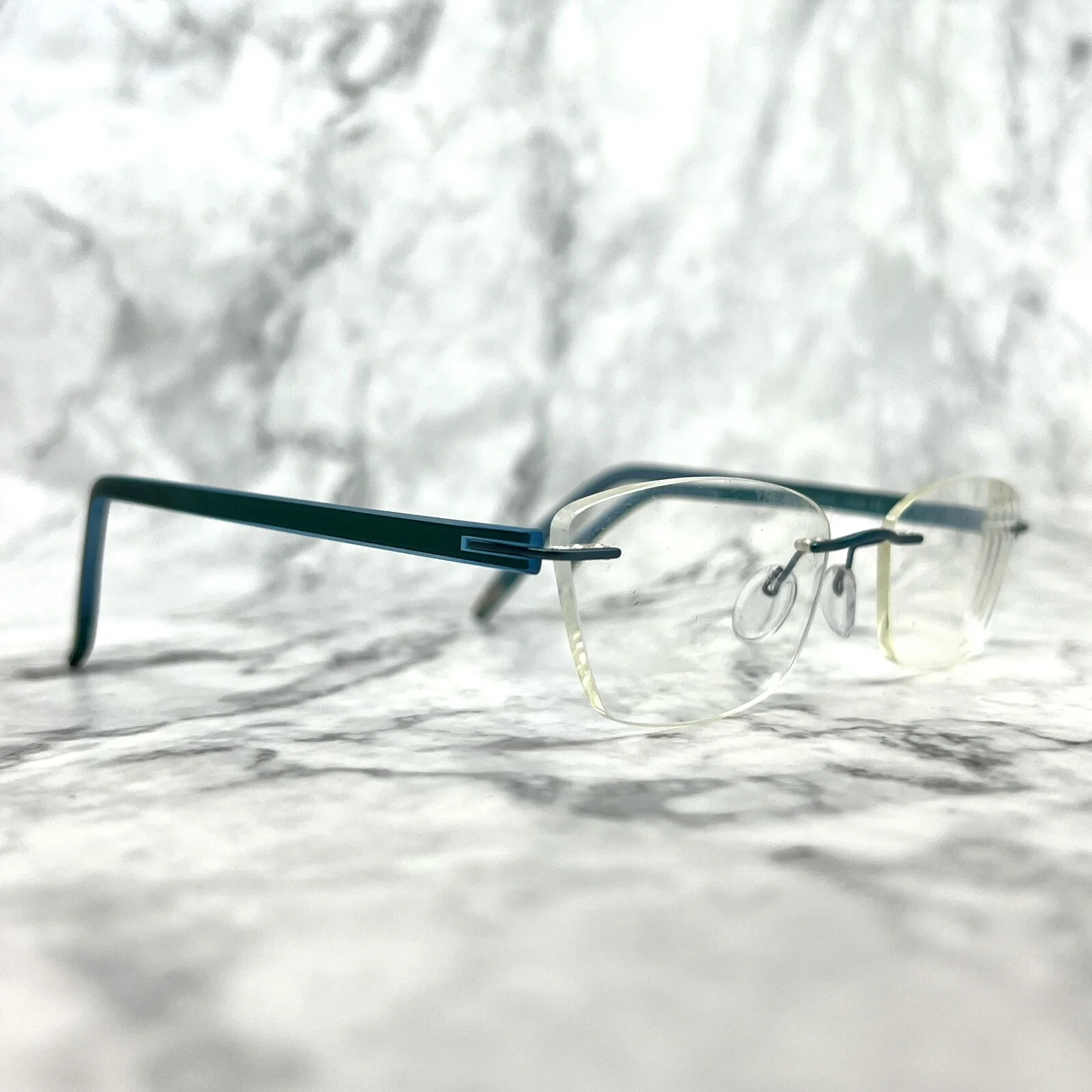 SILHOUETTE 4406 40 6056 5379 Teal Shimmer Womens Cat Eye Eyeglasses 53-17-135 3