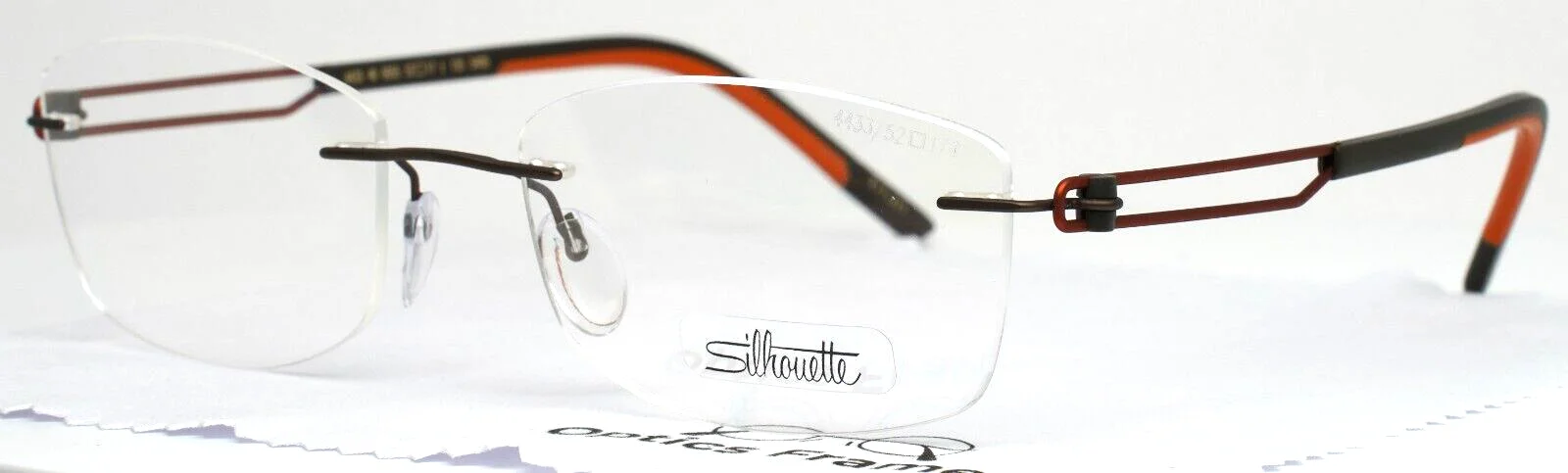SILHOUETTE 4433 40 6055 5406 Olive Orange Mens Rimless Eyeglasses 52-17-135