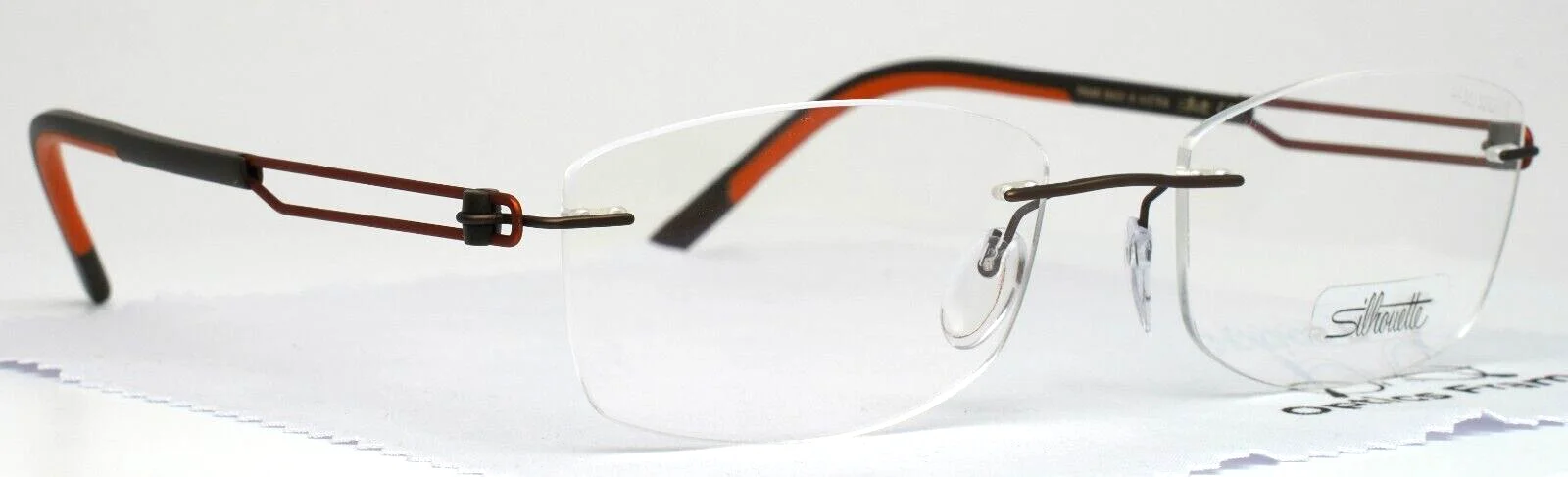 SILHOUETTE 4433 40 6055 5406 Olive Orange Mens Rimless Eyeglasses 52-17-135 3