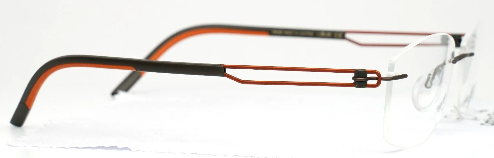 SILHOUETTE 4433 40 6055 5406 Olive Orange Mens Rimless Eyeglasses 52-17-135 4