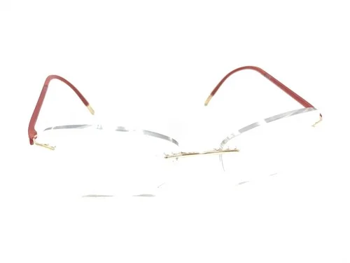 SILHOUETTE 4523 20 6055 5479 Gold Red Womens Rimless Eyeglasses 53-17-135 B:35