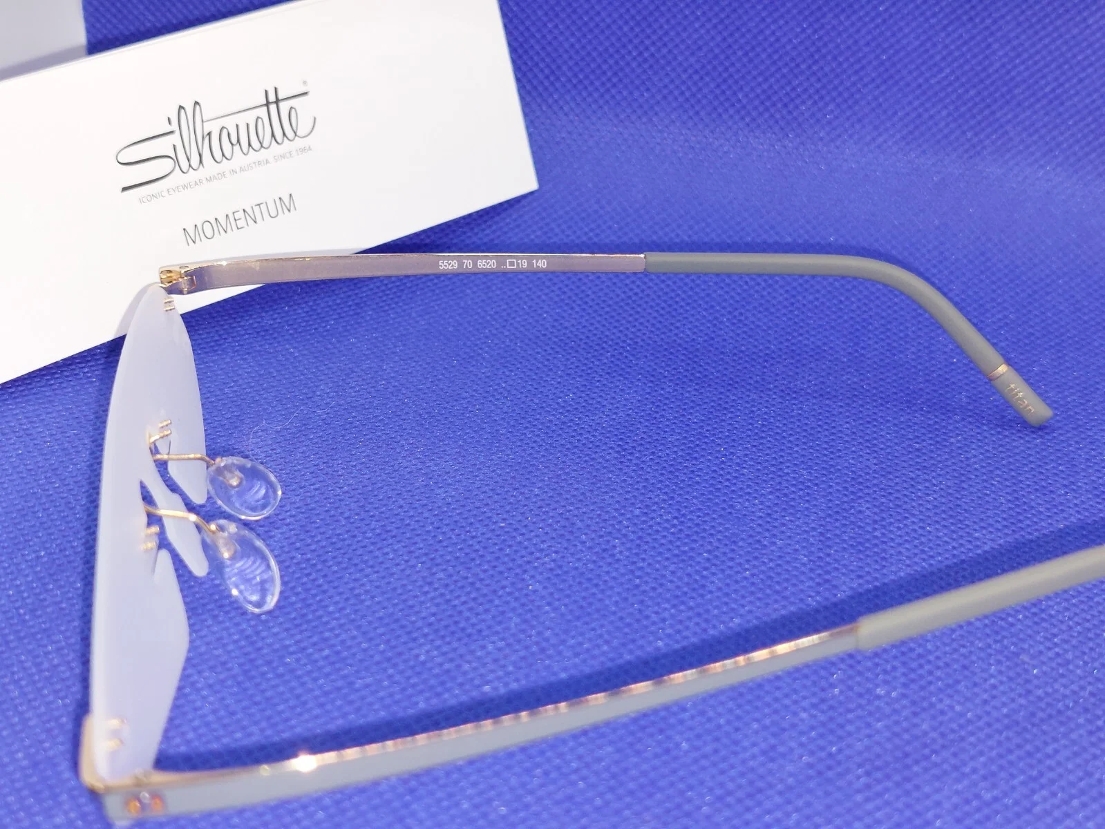 Silhouette 5529 70 6520 Momentum Rectangle Rose Gold Gray Unisex Eyeglasses 2