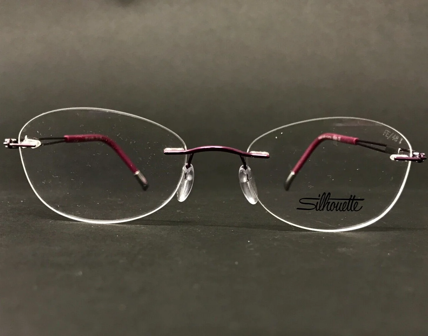 Silhouette Eyeglasses Frames 5227 40 6053 Shiny Purple Round Rimless 48-15-135
