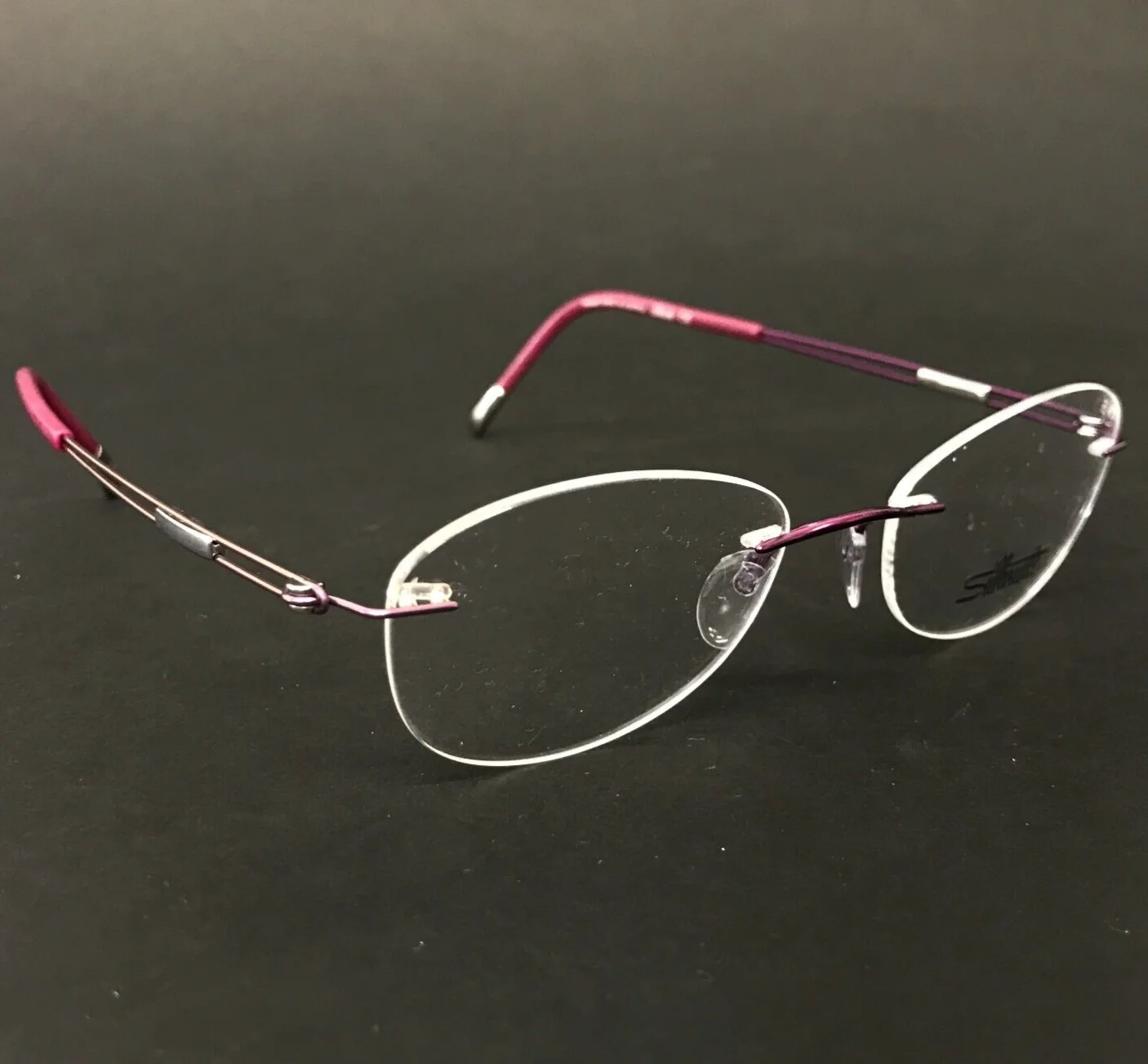 Silhouette Eyeglasses Frames 5227 40 6053 Shiny Purple Round Rimless 48-15-135 2