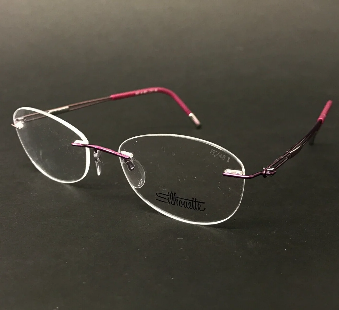 Silhouette Eyeglasses Frames 5227 40 6053 Shiny Purple Round Rimless 48-15-135 4