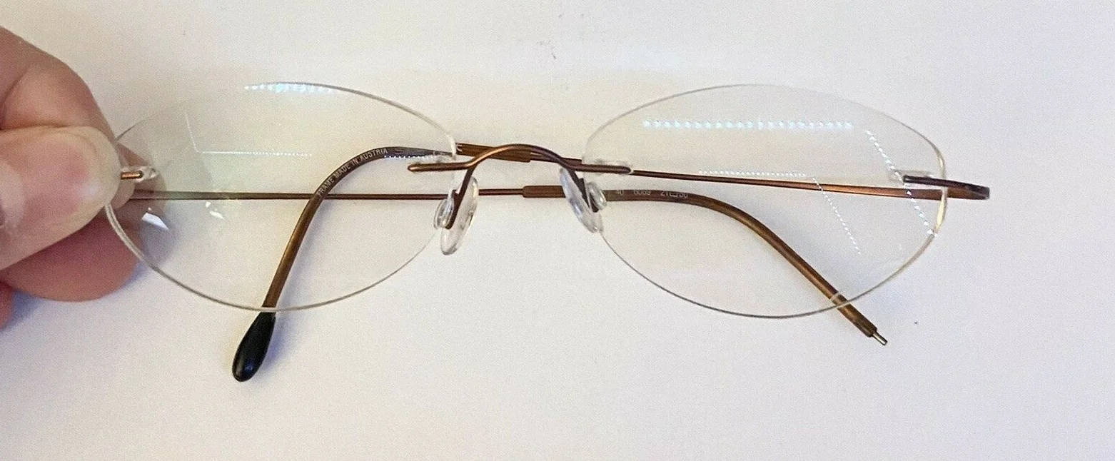 Silhouette Rimless Titanium Copper Brown Hingeless Eyeglasses Any Shape READ ME