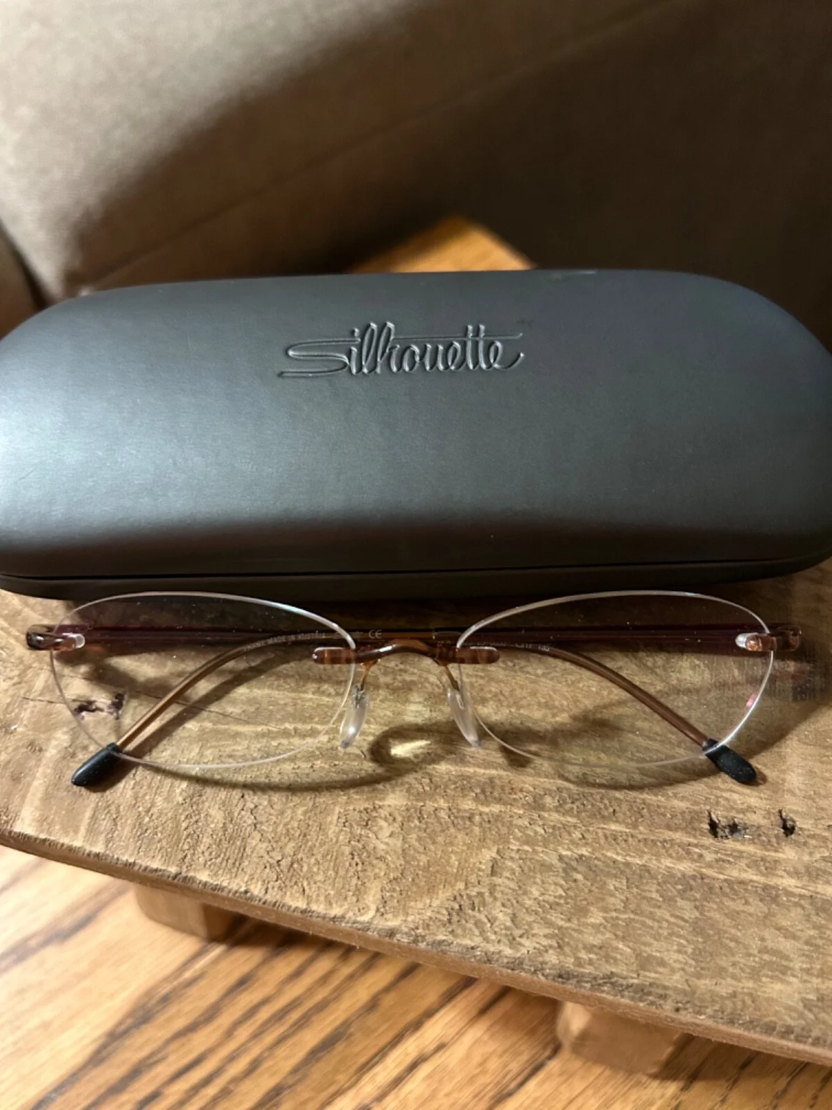 Silhouette SPX 1520 20 6056 Brown Rimless Eyeglasses Frames 17 135 drill mount