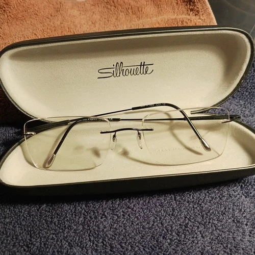 Silhouette Titan 7710 6059 Rimless Dark Gunmetal Eyeglasses Frames USED