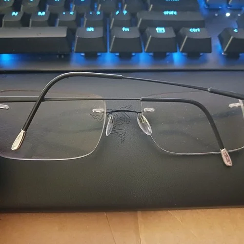 Silhouette Titan 7710 6059 Rimless Dark Gunmetal Eyeglasses Frames USED 4