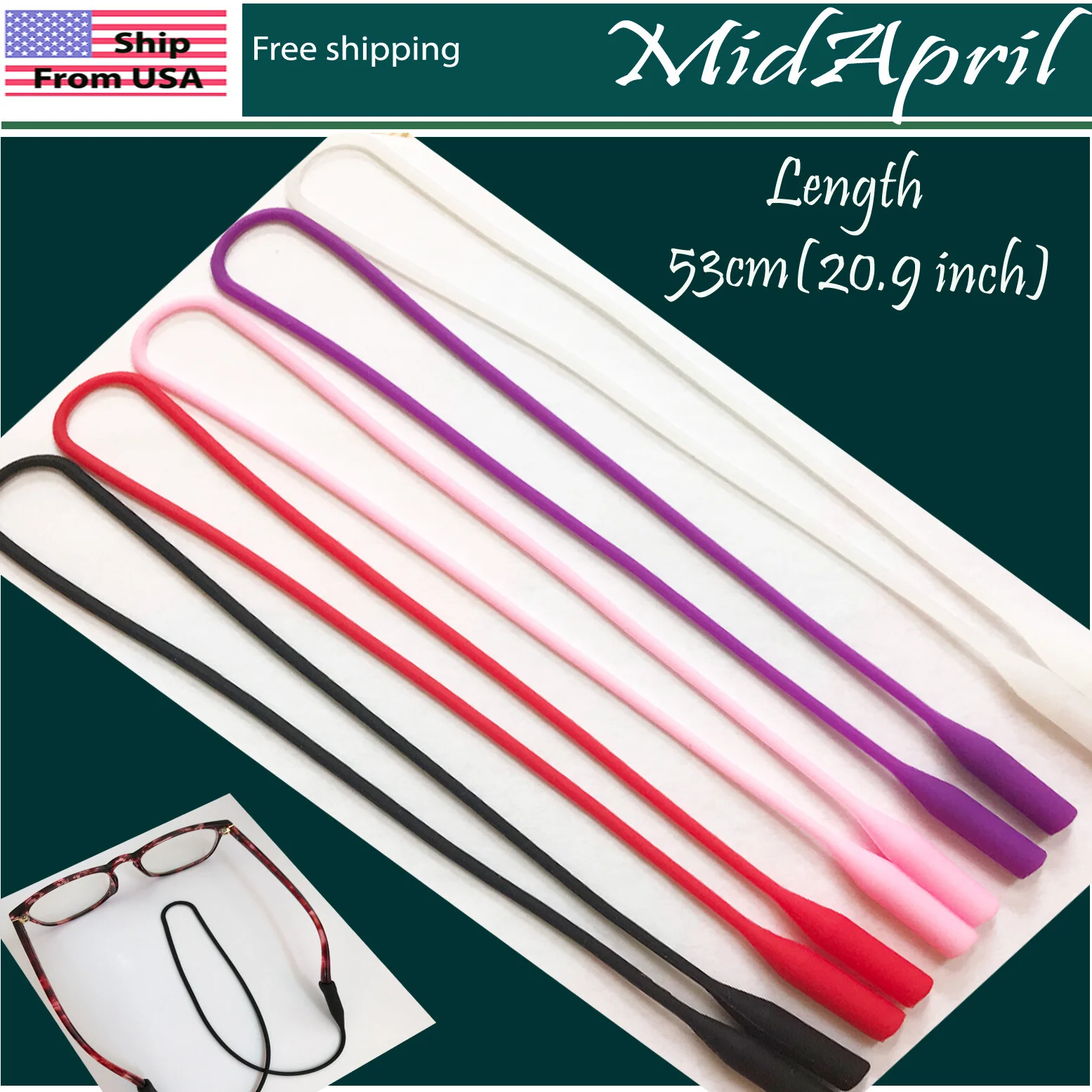 Silicone Glasses Strap Chain Cord Holder Neck Eyeglass Lanyard for Sports US