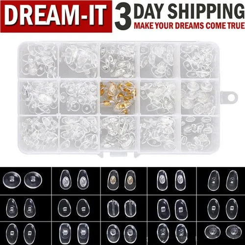 Silicone Screw On Push In Glasses Nose Pads Kit Eyeglass Eyewear Repair Tool