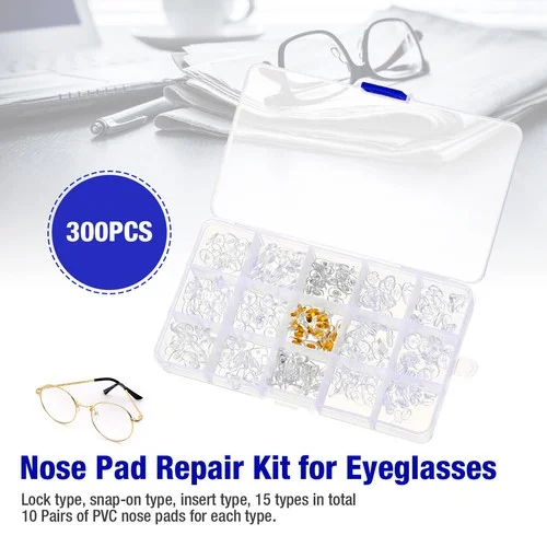 Silicone Screw On Push In Glasses Nose Pads Kit Eyeglass Eyewear Repair Tool 2