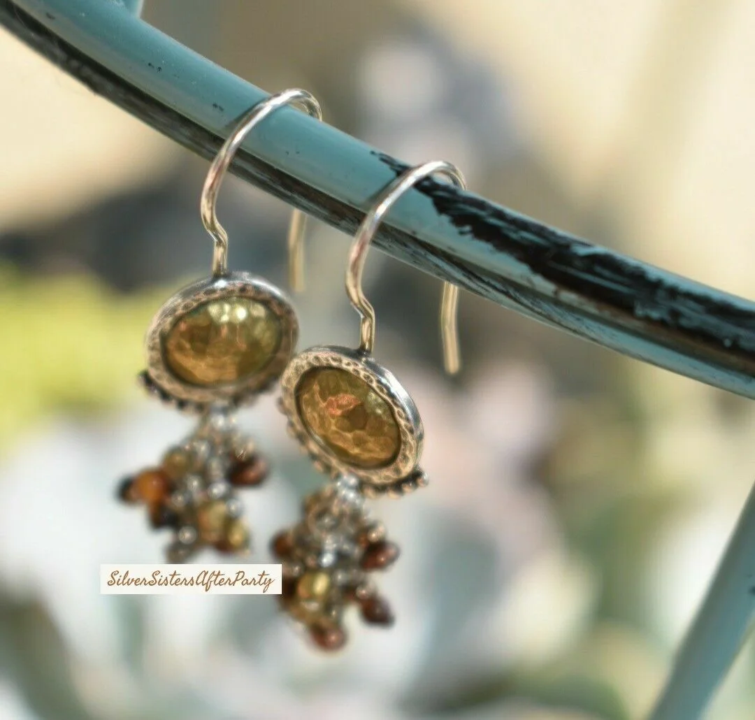 Silpada Sterling Silver Brass Pearl Tiger Eye Glass Bead Dangle Earrings W1948 4