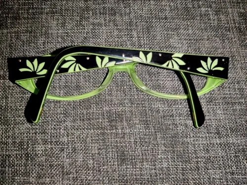 Silver Dollar Cafe 36 Eyeglass Frames Glasses 135 Color #3 Black & Green Leaves 2