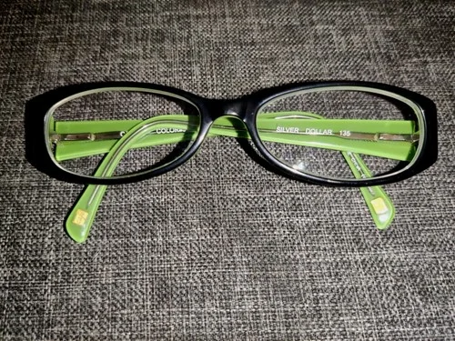 Silver Dollar Cafe 36 Eyeglass Frames Glasses 135 Color #3 Black & Green Leaves 3