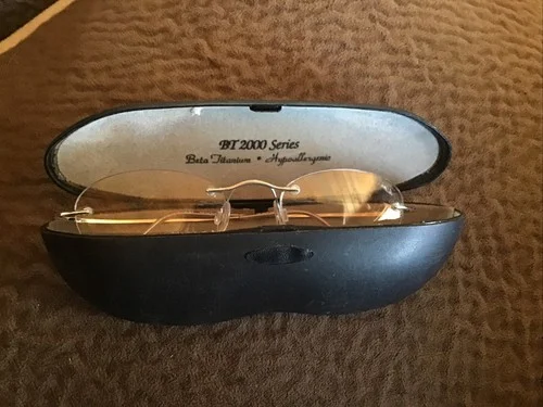 SILVER DOLLAR OPTICAL BETA TITANIUM RIMLESS EYEGLASSES FRAMES BT 2000 W/ Case