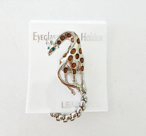 Silver Giraffe Magnetic Eyeglass Holder Brooch Pin Large