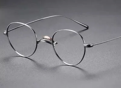 Silver Ovid Eyeglasses Vintage Style With Adjustable Saddle Bridge Titanium 1