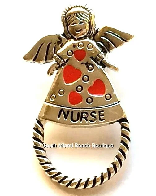 Silver Plated Nurse Angel Eyeglass Holder Magnetic Pin Gift RN Doctor Medical