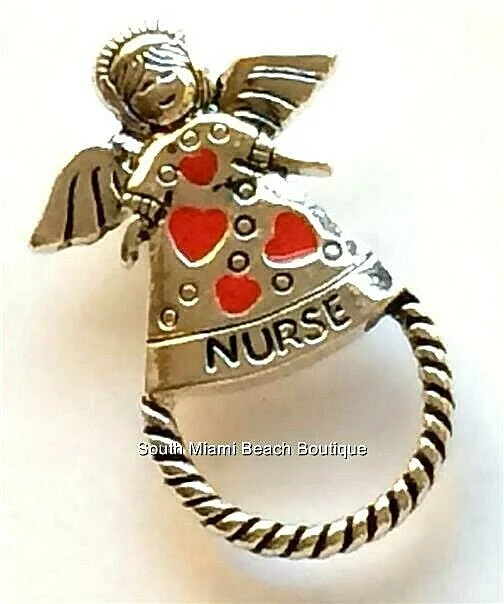 Silver Plated Nurse Angel Eyeglass Holder Magnetic Pin Gift RN Doctor Medical 4