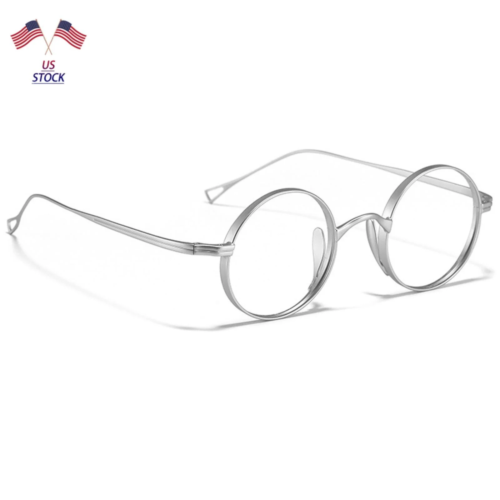 Silver Retro Round Eyeglass Frames Pure Titanium Glasses Men Women Fashion