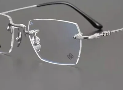 Silver Rimless Rectangle Glasses Steve Jobs Style Square Eyeglass Frames Retro