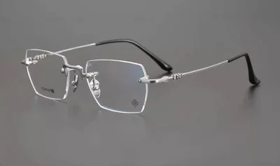 Silver Rimless Rectangle Glasses Steve Jobs Style Square Eyeglass Frames Retro 2