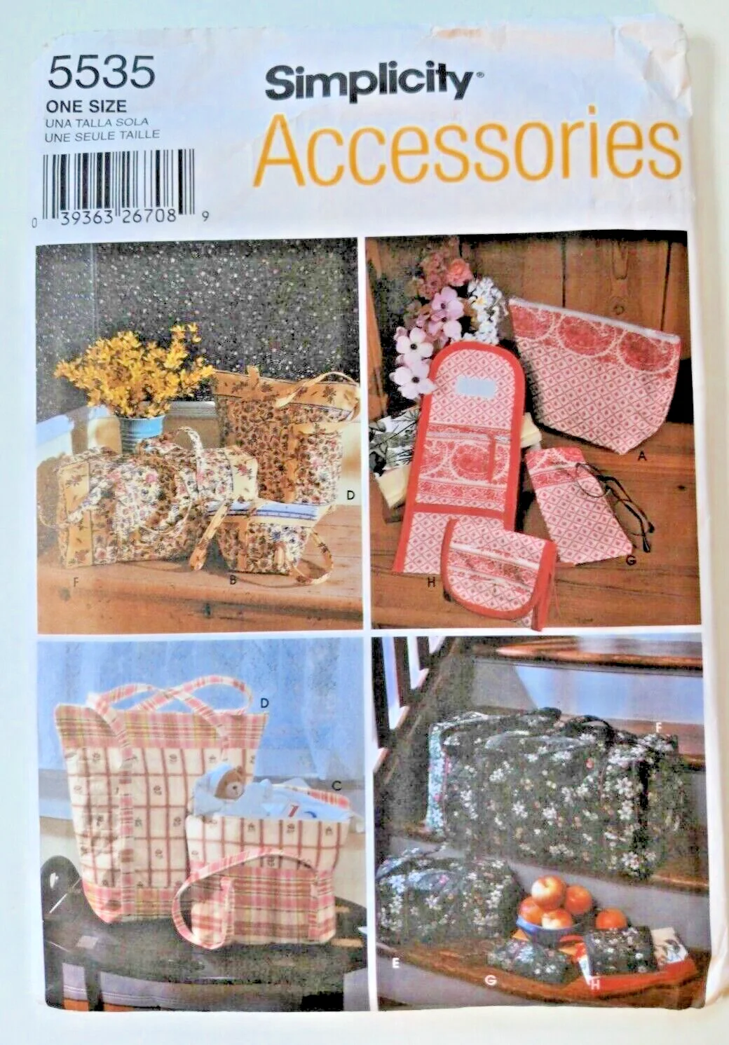 Simplicity Pattern 5535 Quilted Bags Eyeglasses Case Change Purse Uncut OOP