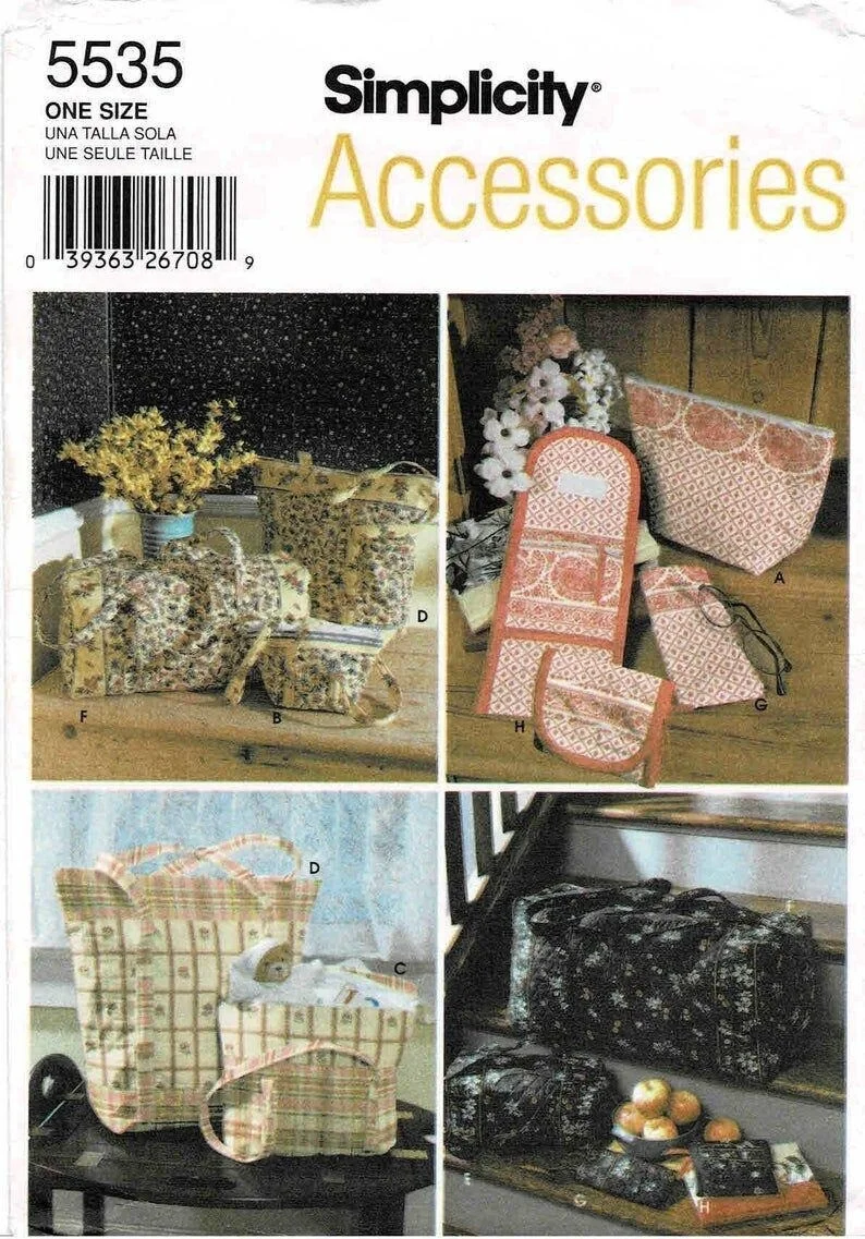 Simplicity Sewing Pattern 5535 Quilted Bags Eyeglasses Case Change Purse Accesso