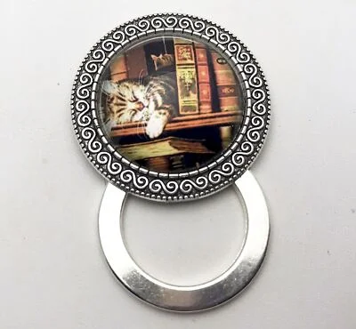 Sleeping Kitty Magnetic Badge Eyeglass Holder, Cat Magnetic Pin Brooch