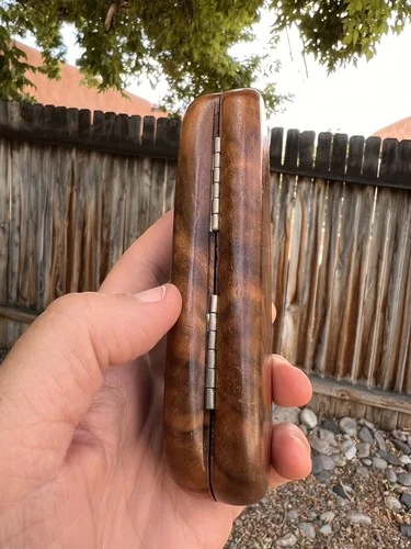 Small Wood Eyeglass Case Suede Interior Magnetic Closure 4.5” 4