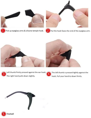 SMARTTOP Anti-Slip Eyeglass Ear Grips Hook Comfortable Silicone Elastic Temple 4