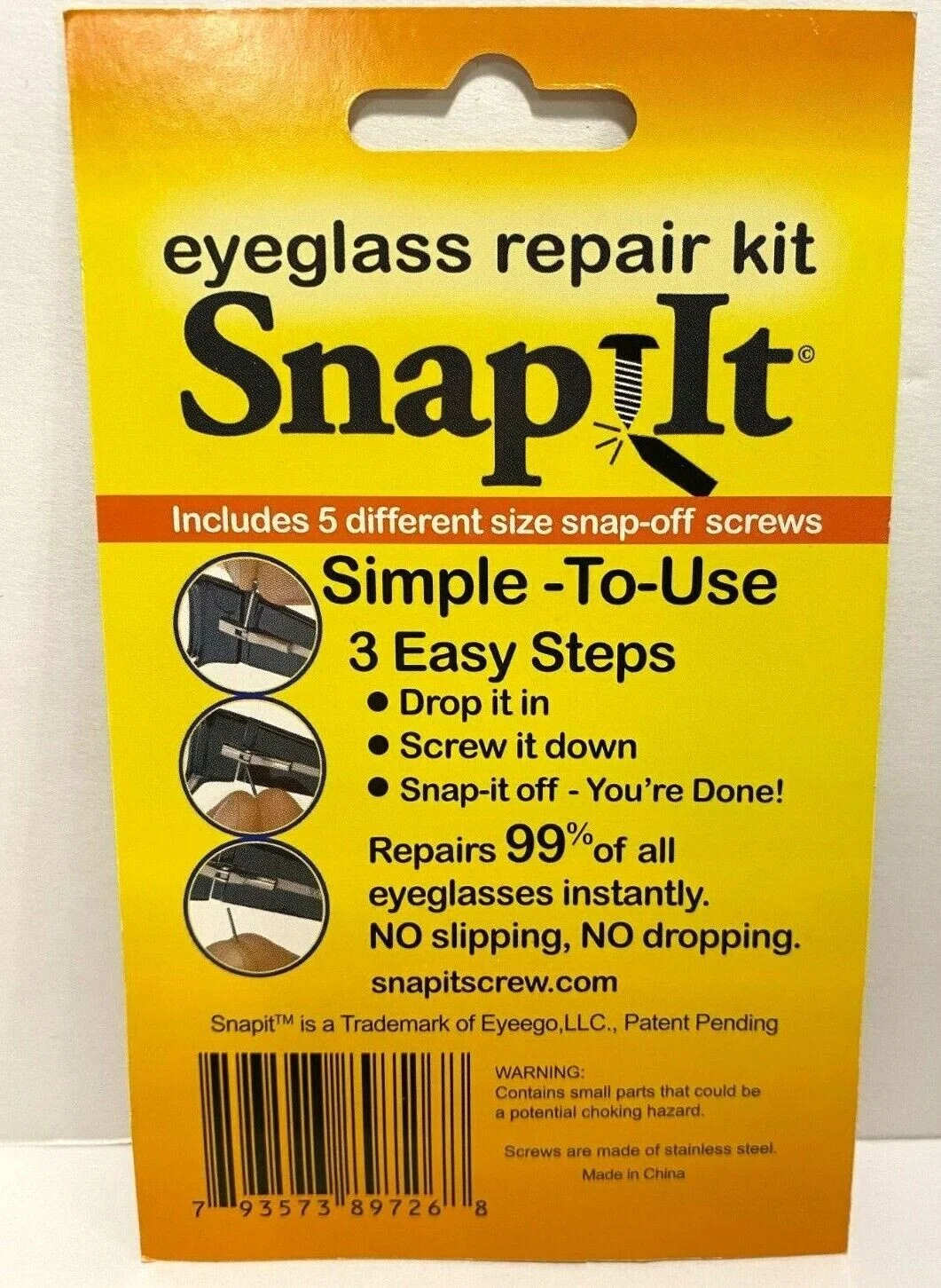 SNAP-IT EYEGLASS REPAIR KIT...AS SEEN ON TV 2