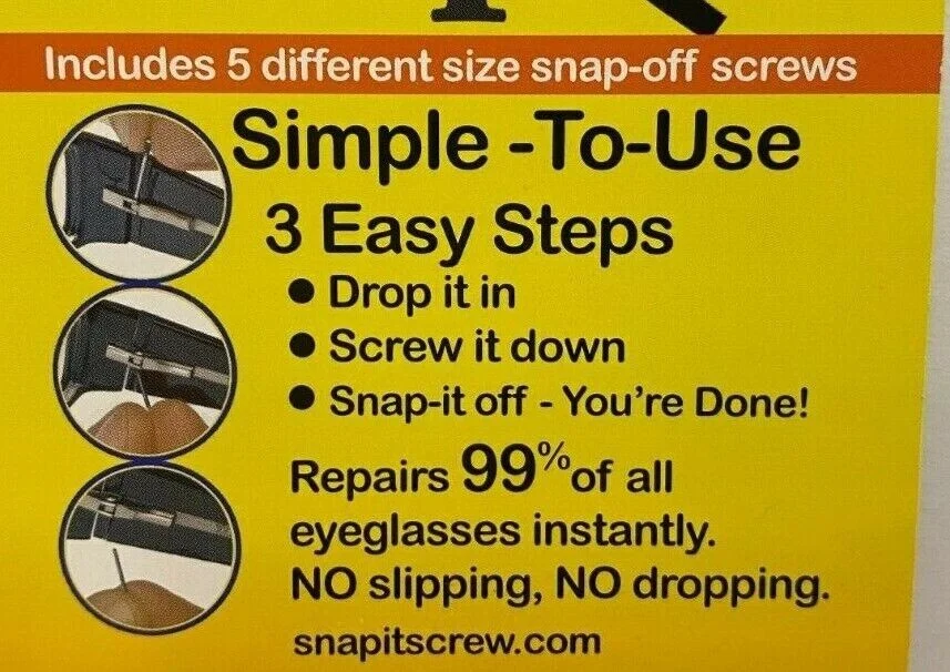 SNAP-IT EYEGLASS REPAIR KIT...AS SEEN ON TV 3