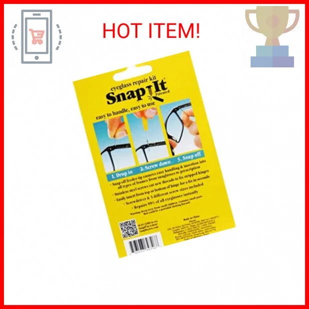 Snapit EyeGlass Repair Kit, With Long Easy Fit Screws And Micro Screwdriver. Per 2