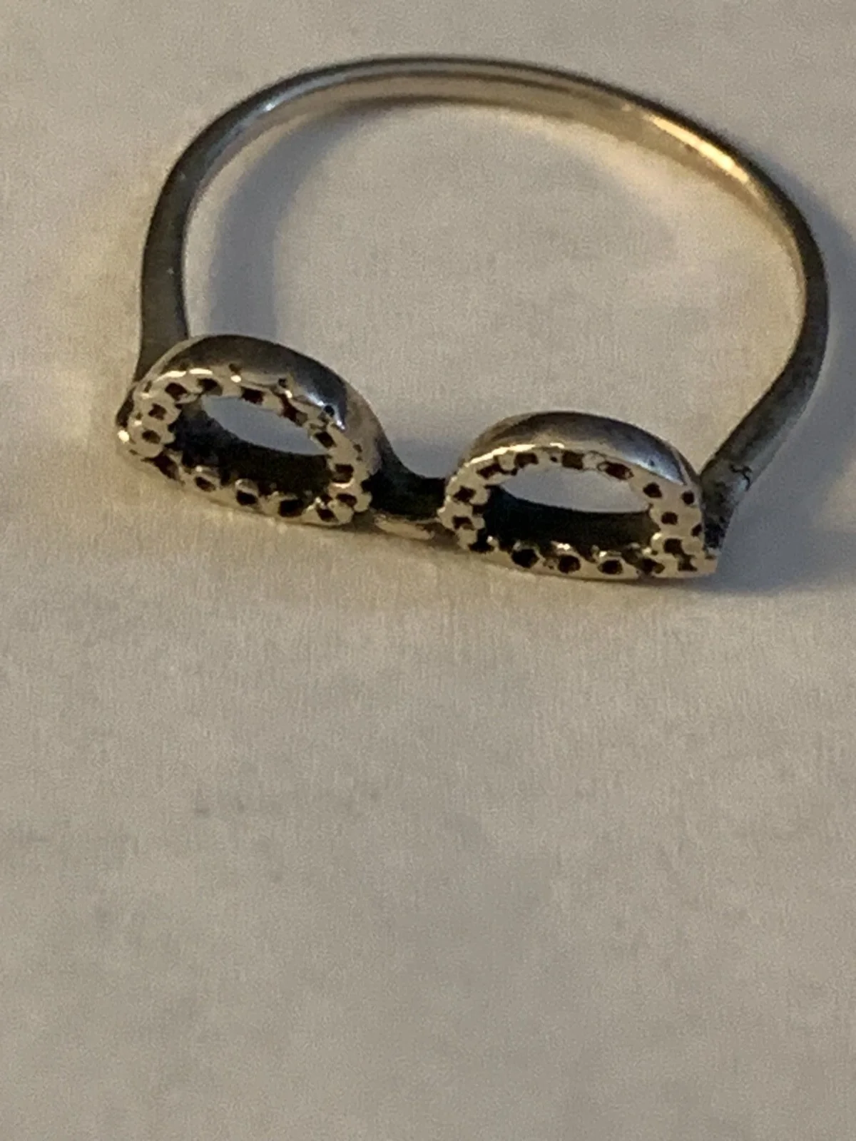 Solid Sterling Silver Glasses Band Ring Size 7.5 Stylish Oxydized Look 2