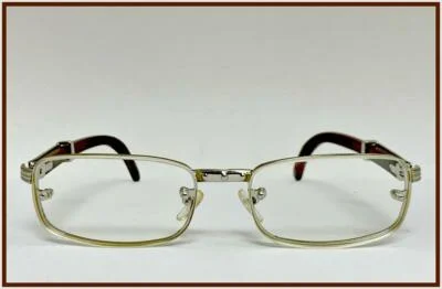 Sophisticated CLASSY ELEGANT Clear Lens EYE GLASSES Silver & Wood Wooden Frame 3