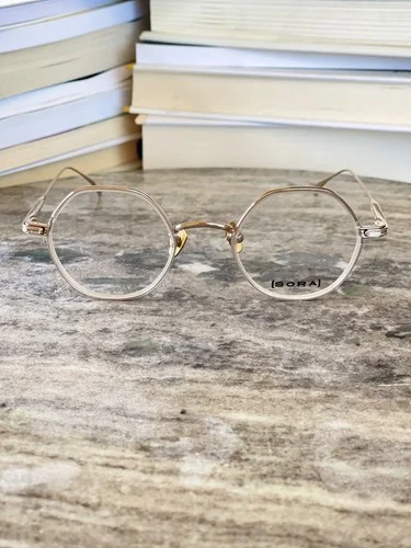 Sora Gold Hexagon Retro Eyeglasses Frame Eyewear Designed in NY Made in Japan
