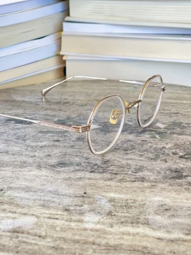 Sora Gold Hexagon Retro Eyeglasses Frame Eyewear Designed in NY Made in Japan 2