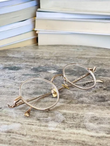 Sora Gold Hexagon Retro Eyeglasses Frame Eyewear Designed in NY Made in Japan 3